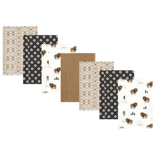 Hudson Baby Cotton Flannel Burp Cloths, Wild Buffalo 7 Pack, One Size