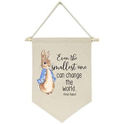 Even the Smallest One Can Change the World -Canvas Hanging Flag Banner Wall Sign Decor Gift for Baby Kids Girl Boy Nursery Teen Room Front Door