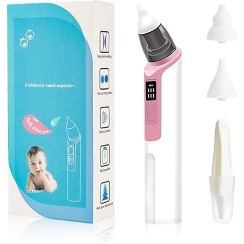 Amazon.com: Nasal Aspirator for Baby, Rechargeable Nose Sucker for Baby, Electric Baby Nose Suction and Nose Cleaner with 2 Size of Nozzles 1 Clip for Newborns and Toddlers, Adjustable 6 Levels of Suction(Pink) : Baby