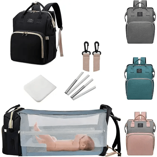 Diaper Bag with Changing Station,Diaper Bag Backpack,7 in 1 Travel Diaper Bag,Mommy Bag With USB Charging Port (Black)