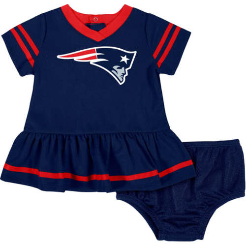 Baby Girls New England Patriots Cheerleader Dress and Diaper Cover Set