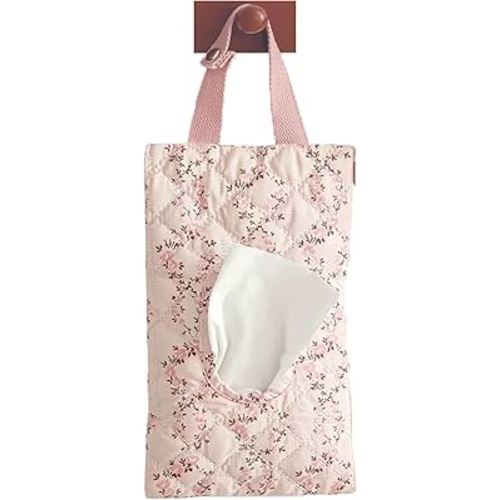 Quilted Baby Wipe Holder Floral Diaper Pouch Portable Quilted Wipes Bag for Car, Stroller