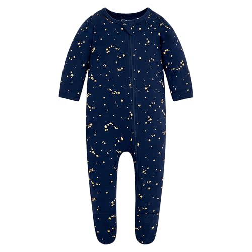 Owlivia Organic Cotton Baby Pajamas, Boys Girls Zip Front Sleep 'N Play Pjs, Footed Sleeper, Long Sleeve