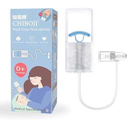 Chiboji Authentic Baby and Toddler Nasal Aspirator - Hand Pump Booger Nose Sucker with Non-Invasive Nozzle Tip for Quick, Quiet Suction, Relieve Stuffy Noses and Clear Mucus, Made in Taiwan