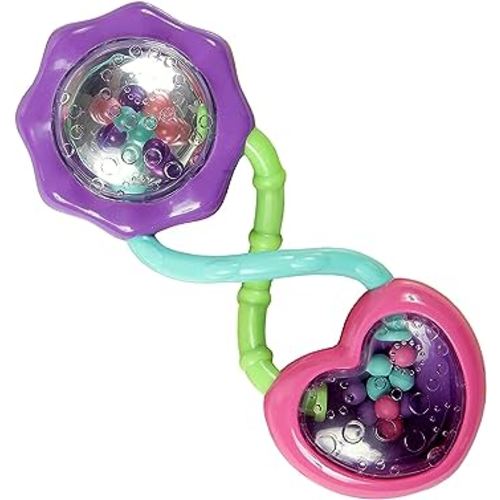Bright Starts Rattle and Shake Barbell Toy - Pretty in Pink, Ages 3 Months +