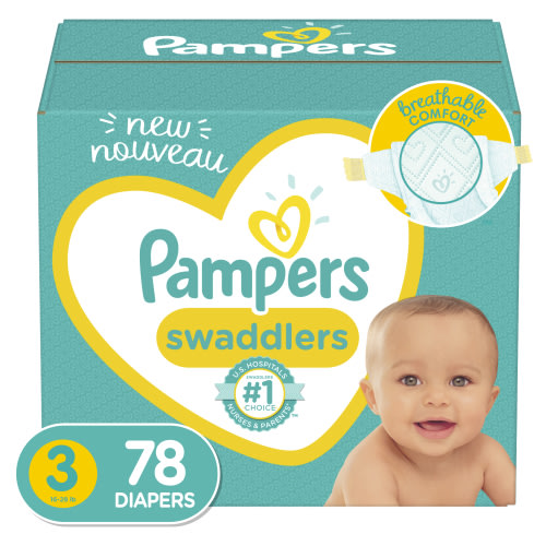 Pampers Swaddlers Newborn Baby Diapers, Soft and Absorbent, Size 3, 78 Ct