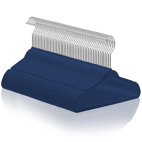 Casafield 50 Velvet Baby Hangers - 11" Size for Infant & Toddler Clothes - Royal Blue