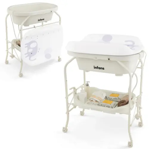 INFANS 2 in 1 Baby Changing Table with Bath Tub Unit, Folding Diaper D – Infansbaby