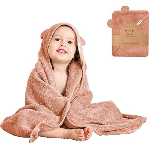 Toddler Bath Towel for Boys & Girls - Soft Baby Bath Towels with Cute Bear Ears - Cozy Baby Towels, Toddler Towels for Newborn, Infant & Toddler - 600 GSM, 35x35 inch (Ginger Red)