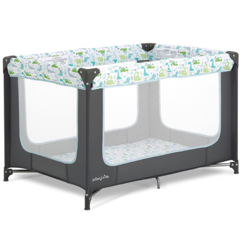 Dream On Me Zodiak Portable Playard in Grey and Green, Lightweight, Packable and Easy Setup Baby Playard, Breathable Mesh Sides and Soft Fabric - Comes with a Removable Padded Mat