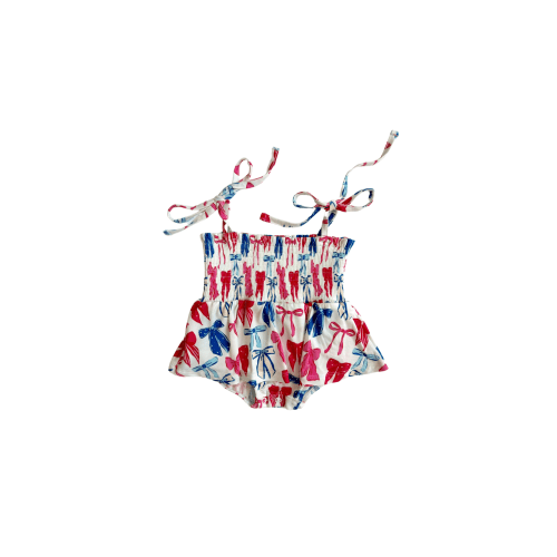 Patriotic Bows Smocked Bubble Romper