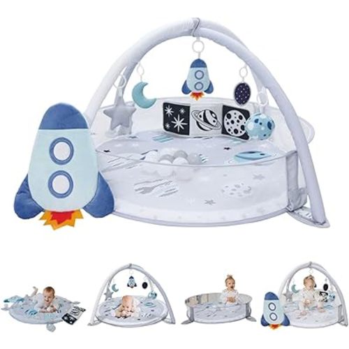 6-in-1 XL Play Mat & Play Gym, Baby Gym, Baby Activity Gym, Sensory Exploration and Motor Skill Development Toys (Space Gray)