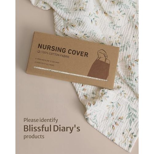Blissful Diary Muslin Nursing Cover for Breastfeeding - (Botanical Leaf)