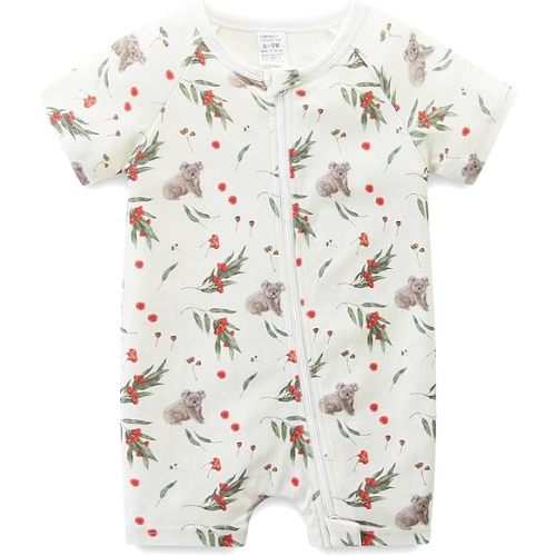 Gender Neutral Baby Clothes Cotton Short Sleeve Pants Double Zipper Footless Coming Home Outfit Boy Girl