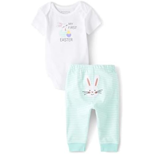 The Children's Place unisex-baby And Newborn My First Easter Short Sleeve Top and Bottom 2-piece Set