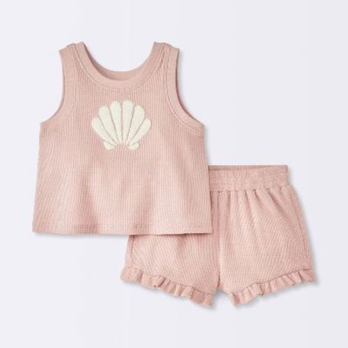 Baby Girls' Chenille Shell Tank Top & Shorts Set - Cloud Island™ Pink 3-6M