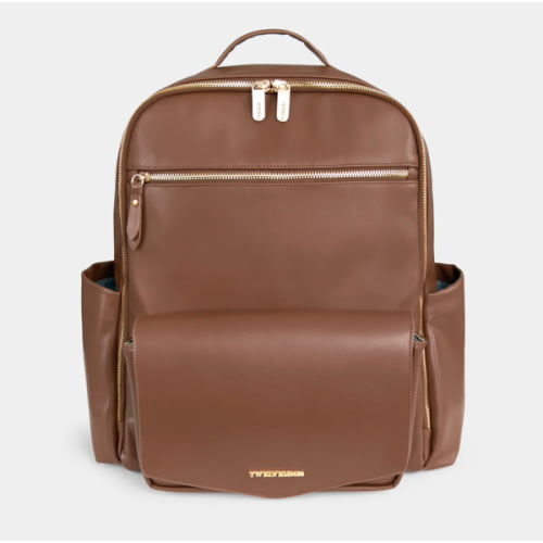 Peek-A-Boo Vegan Leather Diaper Bag Backpack 2.0 in Toffee