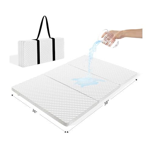 Stuffed®️ Pack and Play Mattress (38 x 26 inch), Tri-fold Travel Pack n Play Mattresses, Protable Waterproof Mattress for Pack n Play, Mini Crib Mattress Nap Mat Foldable with Travel Strap