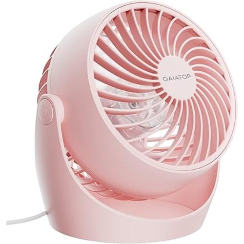 Gaiatop Desk Fan, 5-Inch Portable Electric Table Desktop Air Circulator Fans, Small but Powerful with 3 Speed 360° Adjustable Tilt for Cooling Home Dorm Office Bedroom Bathroom Kitchen, Pink