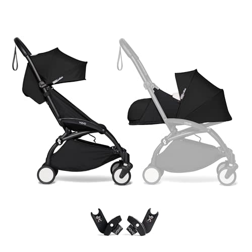 Stokke YOYO2 Stroller, 0+ Newborn Pack (Black) & Car Seat Adapters - Includes Black Frame & Black 6+ Color Pack - Suitable for Children Up to 48.5 Pounds