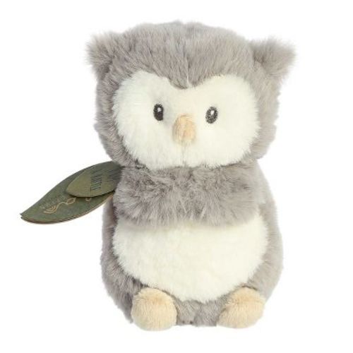 ebba Small Owlet Rattle Eco ebba Eco-Friendly Baby Stuffed Animal Gray 6"