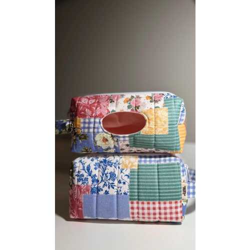 Patchwork Diaper Wipe Bag | Baby Bag Organizer, Toddler Essentials, Baby Shower Gift, Double Zipper Pouch