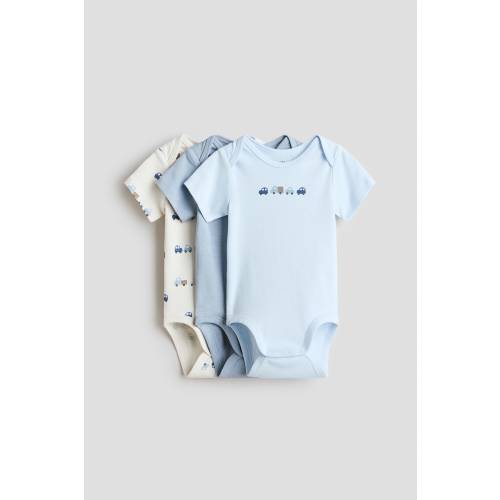 3-PACK COTTON BODYSUITS WITH LAP SHOULDERS
