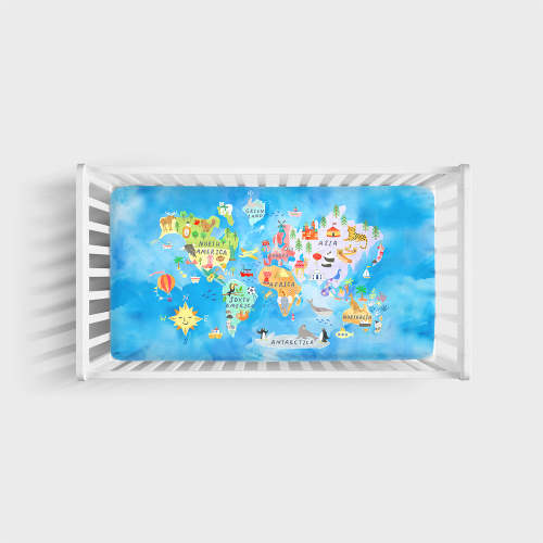 Around The World Fitted Mini Crib Sheet - Little Sleepies