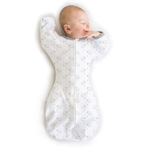 SwaddleDesigns Transitional Swaddle Sack, Arms Up Half-Length Sleeve & Mitten, Most Gradual Transition Swaddle for Newborn