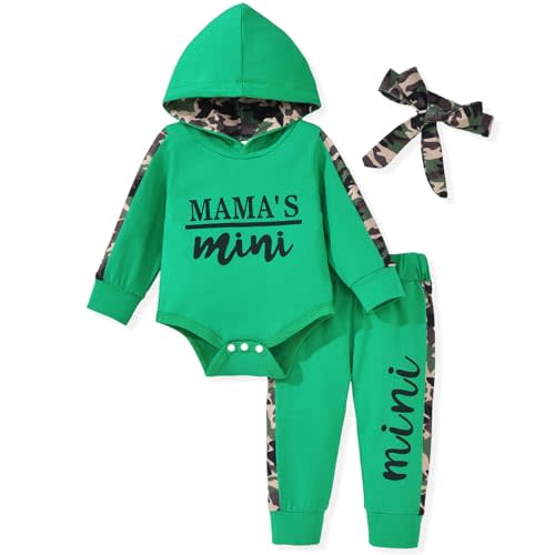 MINIFEIKO Baby Girl Long Sleeve Infant Hoodie Romper Pants Outfit