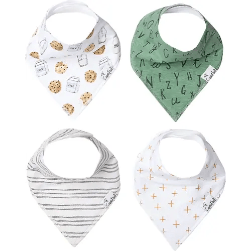 Copper Pearl Baby Bandana Bibs - 4 Pack Soft Cotton Baby Bibs for Drooling and Teething, Absorbent Drool Bibs for Baby Girl and Boy, Adjustable to Fit Newborns to Toddlers, Tons of Styles (Chip)