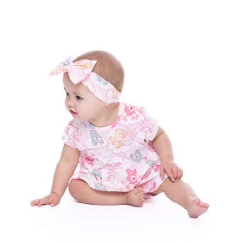 Care Bears Baby Girls Print Dress with Diaper Cover and Bow Headband Set, 3-Piece, Sizes 0/3M-24M
