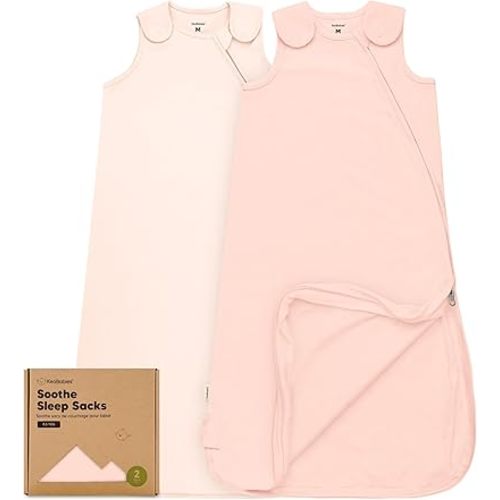 2-Pack Organic Baby Sleep Sacks, 100% Cotton - Soft & Breathable 0.5TOG Baby Wearable Blanket, Toddler Sleeping Sack 6-18 Months, Easy to Wear Transitional Swaddles for Newborns,Infants(Mist Rose, M)