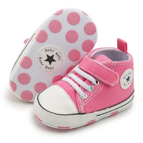Unisex Baby Girls Boys Canvas High-top Shoes, Newborn Infant Anti-Slip Soft Sole Frist Walking Breathable Sneakers