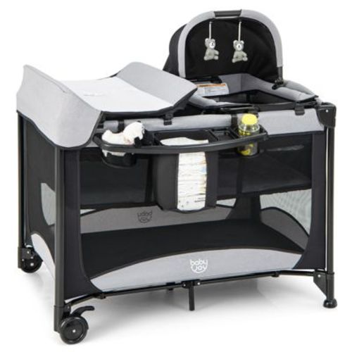 Infans 5 In 1 Portable Baby Playard Nursery Center W/ Cradle & Storage Basket