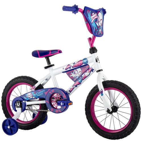 Huffy 14-inch Spidey and His Amazing Friends Girls’ Bike featuring Ghost, White/Pink, 4-6 years old