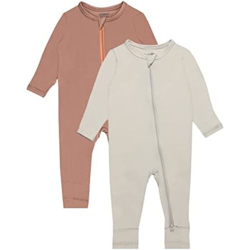 GUISBY Baby Footless Rompers, Rayon Pajamas 2 Way Zipper with Long Sleeve Sleeper