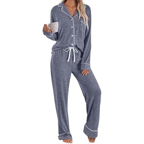 LILLUSORY Womens Fall Pajamas Lounge Sets Cotton Cute Sleep Nightwear Winter Pjs