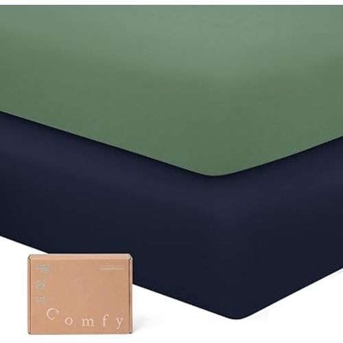 Supersoft Pack 'n Play Sheets - Premium Bamboo Viscose Mini Crib Sheets, 5'' Deep Pocket, 2-Pack - Neutral for Boys & Girls