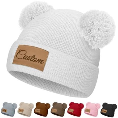 Custom Beanie Hats for Baby Girls Boys Personalized Beanies Name Customized Toddler Knit Winter Hats Gifts Infants Adults