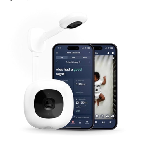 Nanit Pro Smart Baby Monitor & Wall Mount – 1080p Secure Wi-Fi Video Camera, Sensor-Free Sleep & Breathing Motion Tracker, 2-Way Audio, Sound & Motion Alerts, Night Vision, and Breathing Band - White