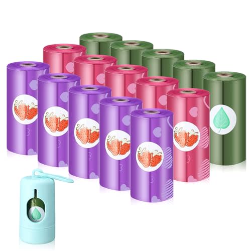 Fullhawl 15 Refill Rolls/225 Disposable Diaper Bags with Dispenser Scented Waste Baby Poop Bags Convenient and Quick Diaper Disposal