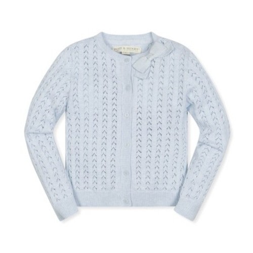 Hope & Henry Girls' Pointelle Bow Cardigan, Infant, 12-18 Months