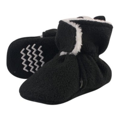 Hudson Baby Baby and Toddler Cozy Fleece Booties, Black, Size: 0-6 months
