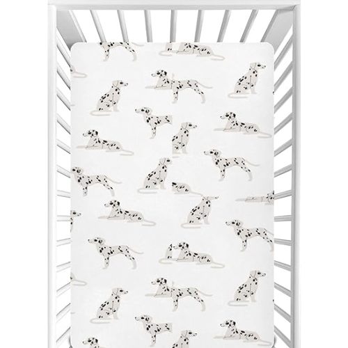 CaTaKu Baby Crib Sheets Cartoon Cute Dalmatians Dogs Mini Crib Sheets Fitted for Girls Boys,Neutral Soft Toddler Mattress Bed Sheets for Crib,28"x 52"