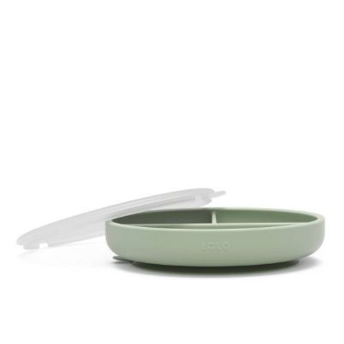 Lalo Silicone Suction Plate with Lid - Oatmeal