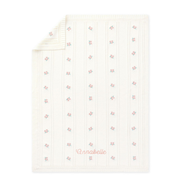 Dreamy Luxe Knit Baby Blanket - Ivory Floral