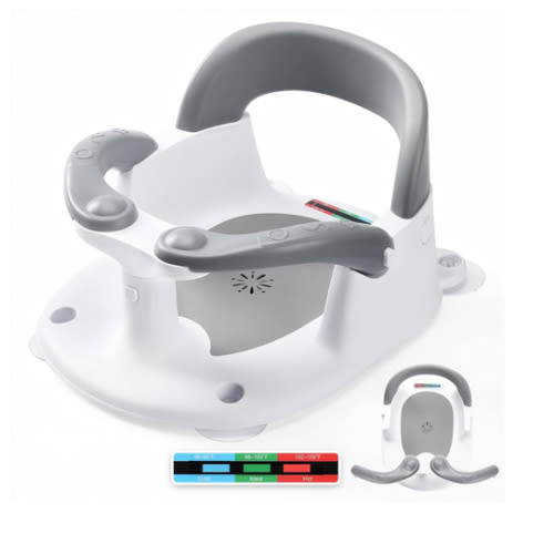 Baby Bath Seat for Babies 6 Months & Up Sitting Up with Temperature Alert+Soft Cushion+Suction Cup,Infant Bath Seat for Baby Bath Chair Toddler Bath seat for Bathtub Tub Shower Grey