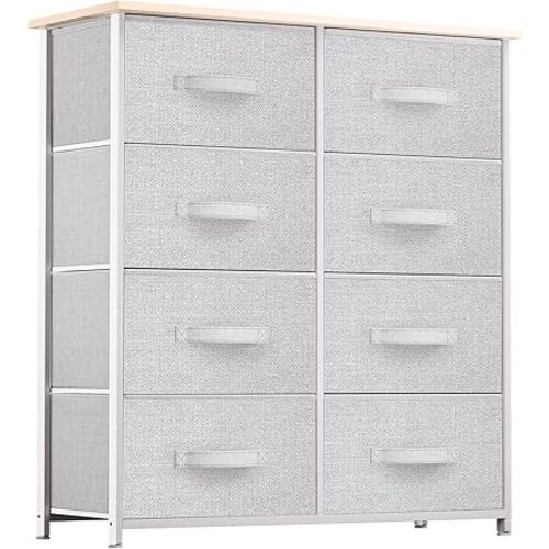 YITAHOME Storage Tower Unit with 8 Drawers - Fabric Dresser with Large Capacity, Organizer Unit for Living Room - Sturdy Steel Frame, Wooden Top & Easy Pull Fabric Bins