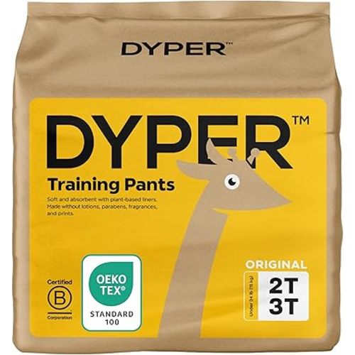DYPER Toddler Potty Training Pants Girls & Boys, Honest Ingredients, Day & Overnight, Made with Plant-Based* Materials, Hypoallergenic for Sensitive Skin, Unscented (Size 2T-3T, 26, Count)